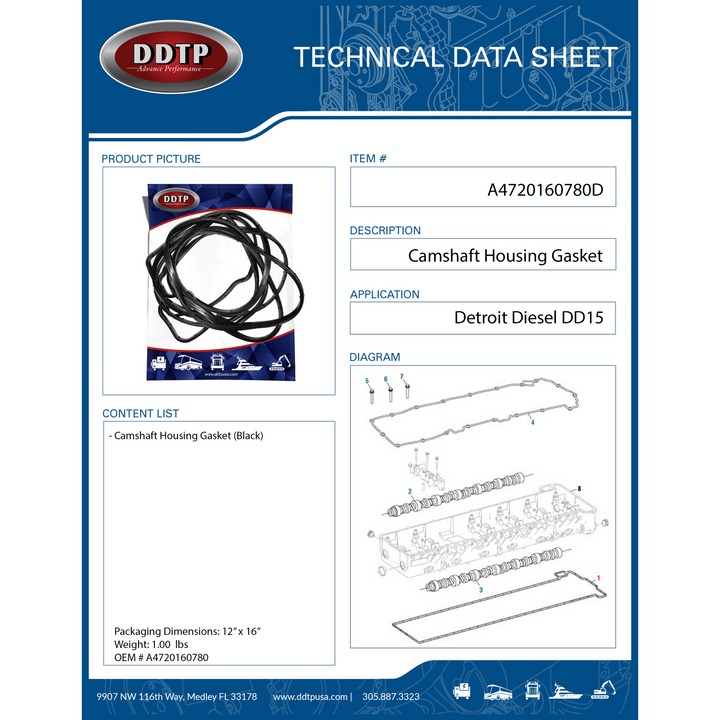Camshaft Housing Gasket Detroit Diesel DD15