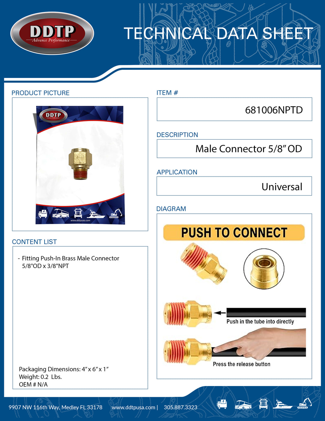 Male Connector 5/8" OD x 3/8" NPT