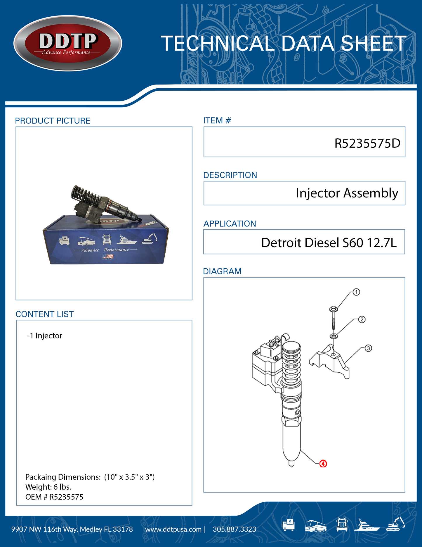 Remanufactured Injector ASM S60 EUI (R5235575)