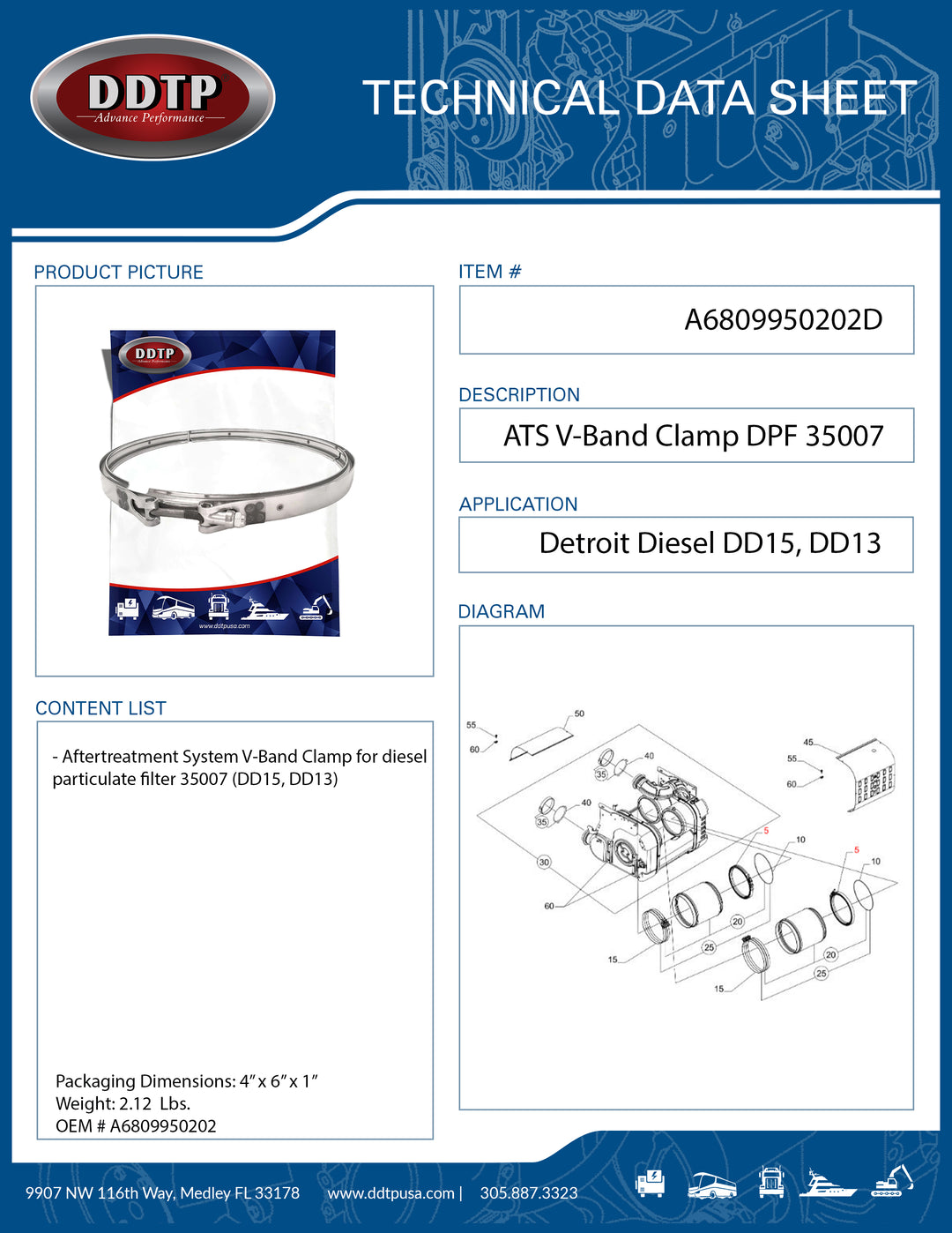 Aftertreatment System V-Band Clamp for DPF 35007