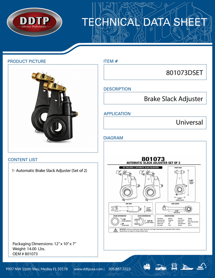 Automatic Slack Adjuster Set of 2 | 1.5" 28-Spline | 5.5" Arm