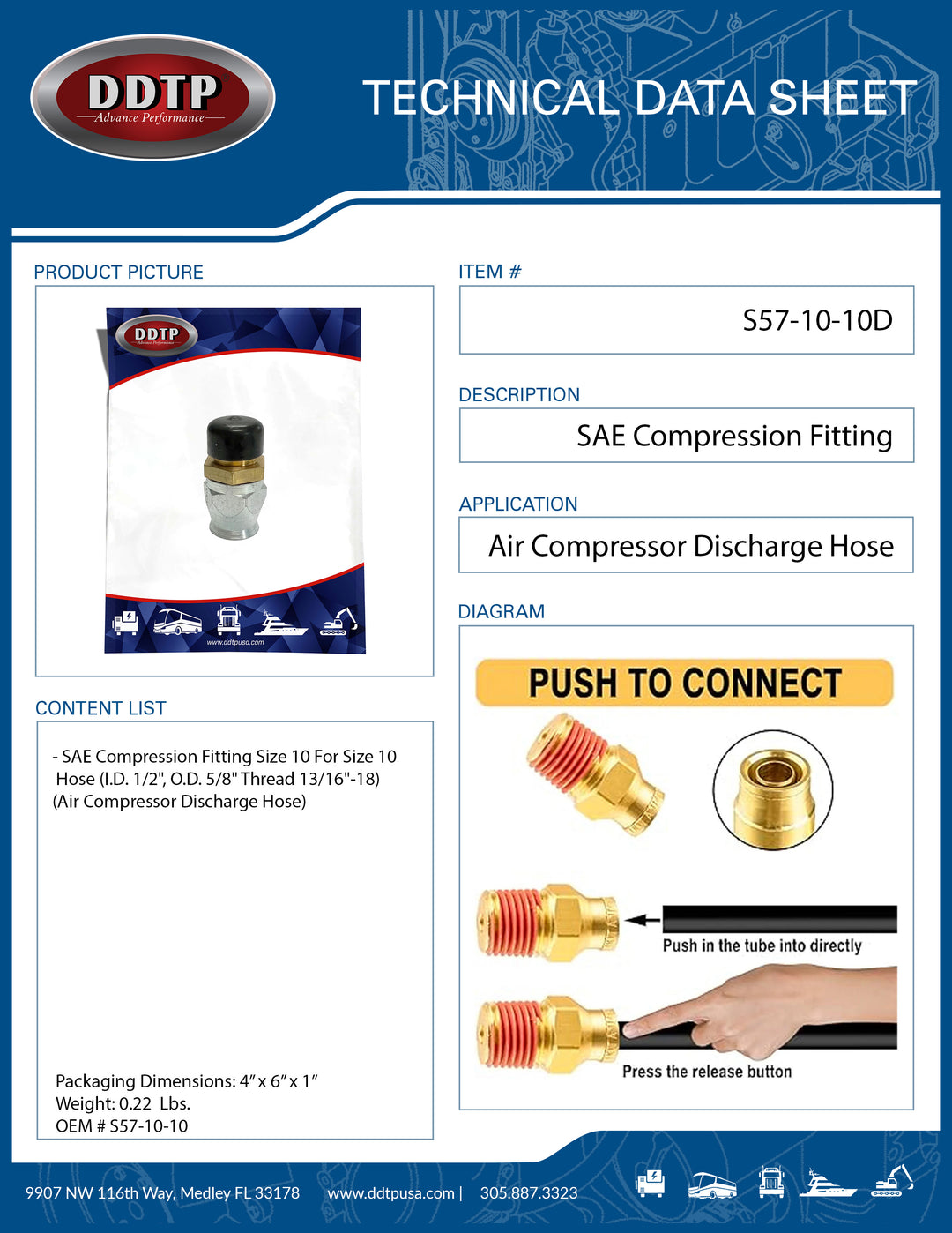Accesorio de compresión SAE (tamaño 10 para manguera de tamaño 10)