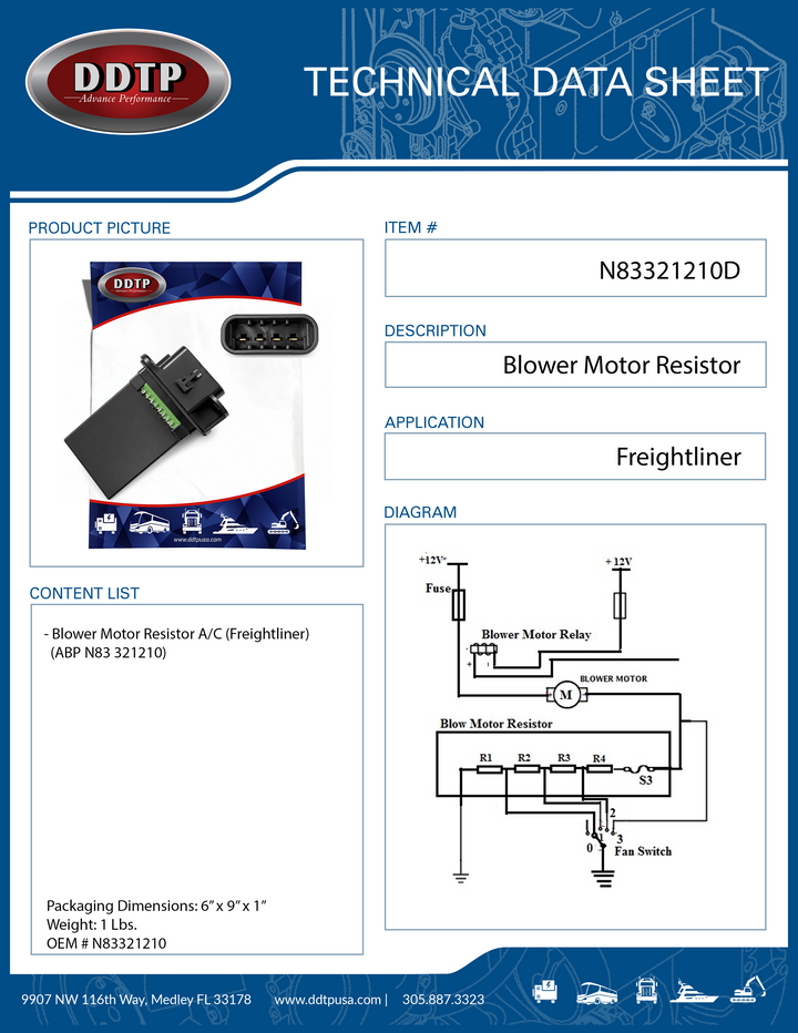 Blower Motor Resistor A/C Freightliner