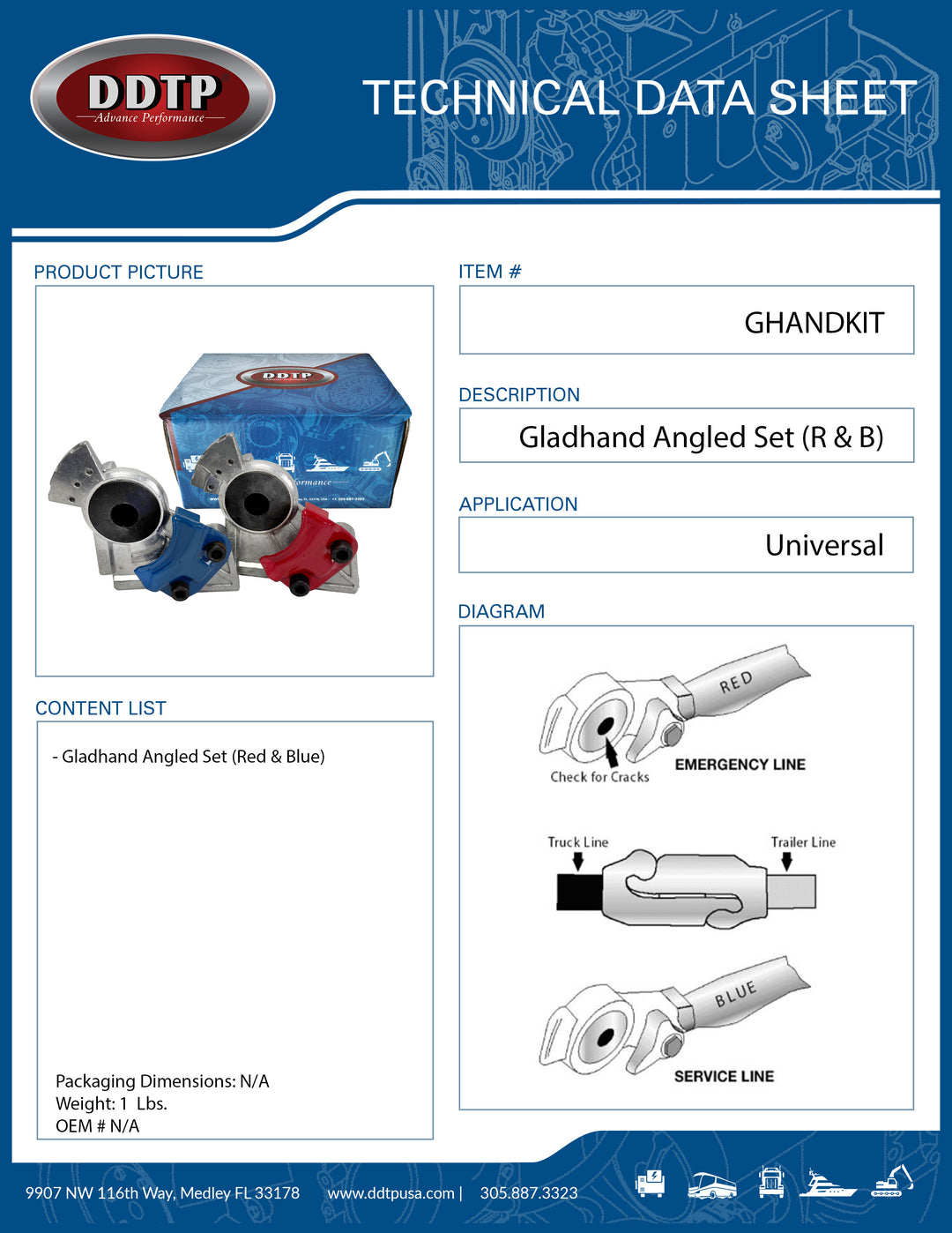 Gladhand Angled Set (Red & Blue)