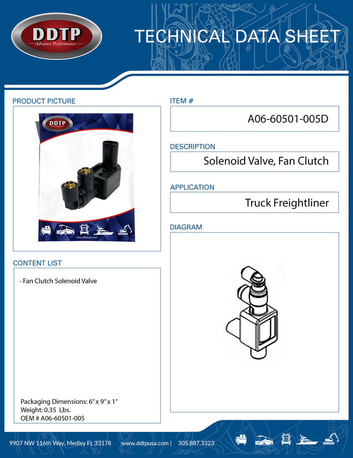 Válvula solenoide, embrague del ventilador (A06-60501-005D)