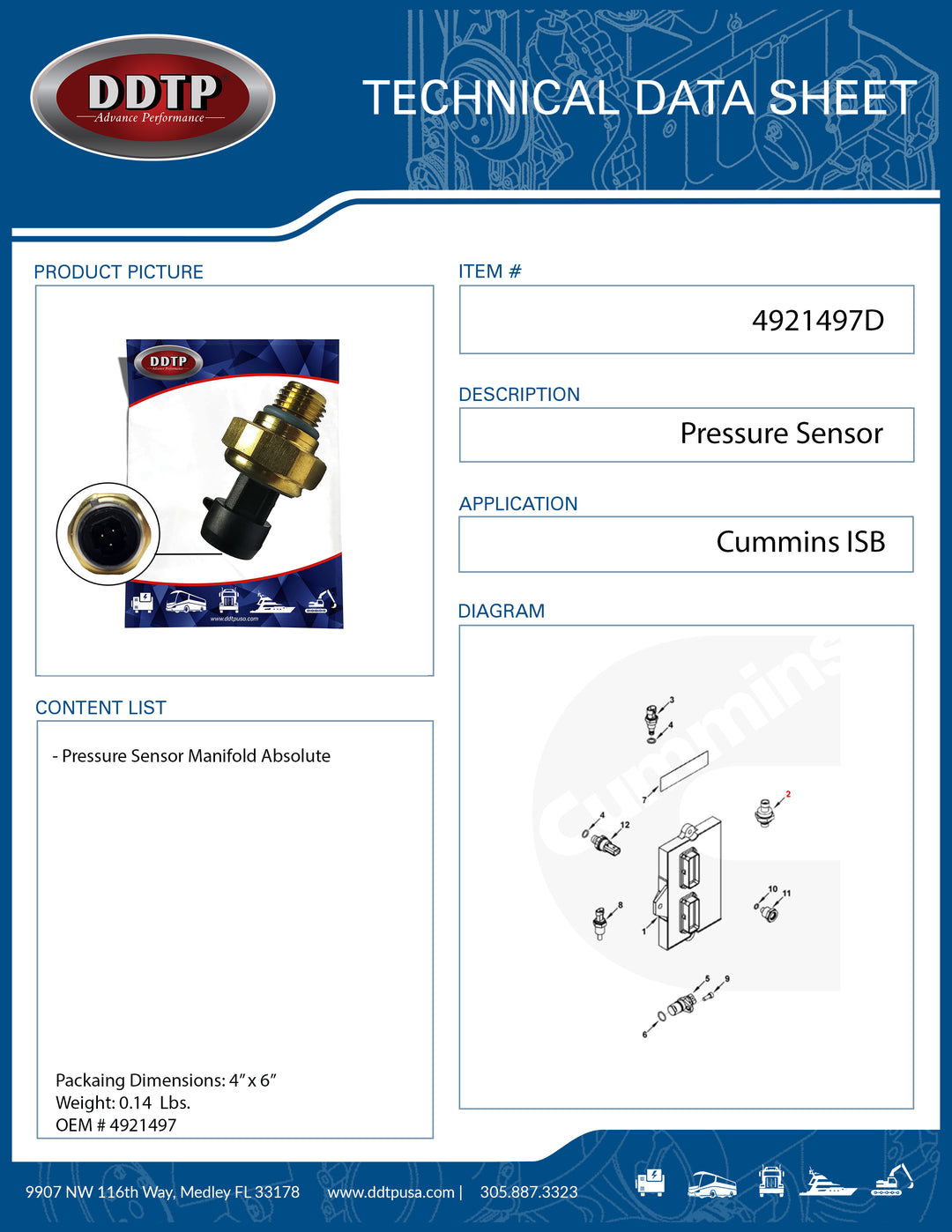 Sensor Manifold Absolute Pressure (MAP) Cummins ISB (4921497)