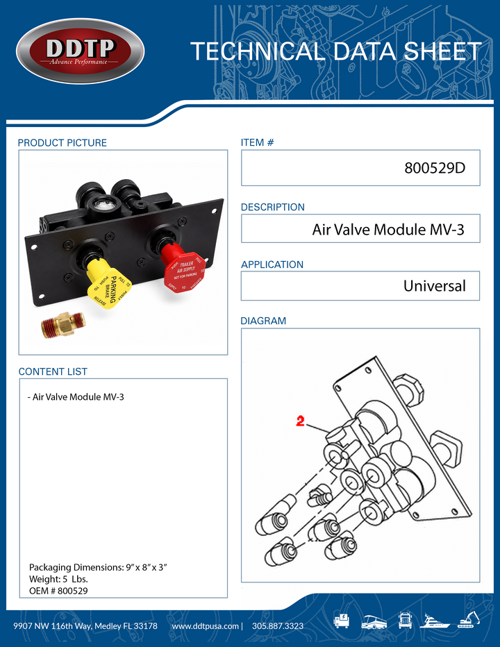 MV-3 Dash Valve, Diamond-Plate 1/4"-18 Threaded Mounting Holes, 1/4" NPT Ports