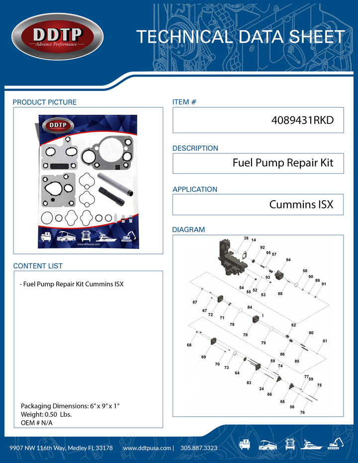 Fuel Pump Repair Kit Cummins ISX