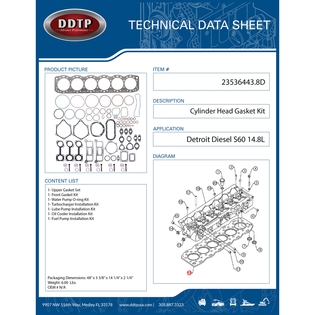 Engine Complete Overhaul Gasket Set Detroit Diesel Series 60 14.8L