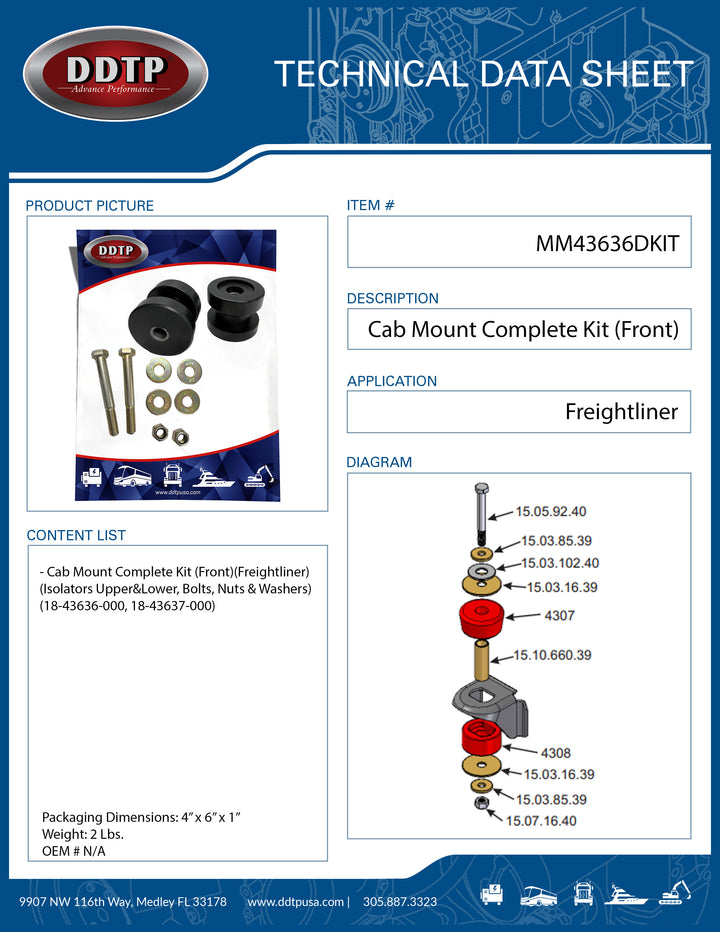 Cab Mount Complete Kit (Front)(Freightliner)