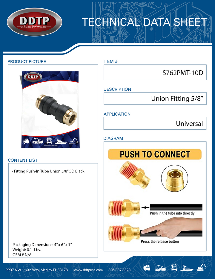 Accesorio de unión de tubo a presión negro de 5/8" de diámetro exterior