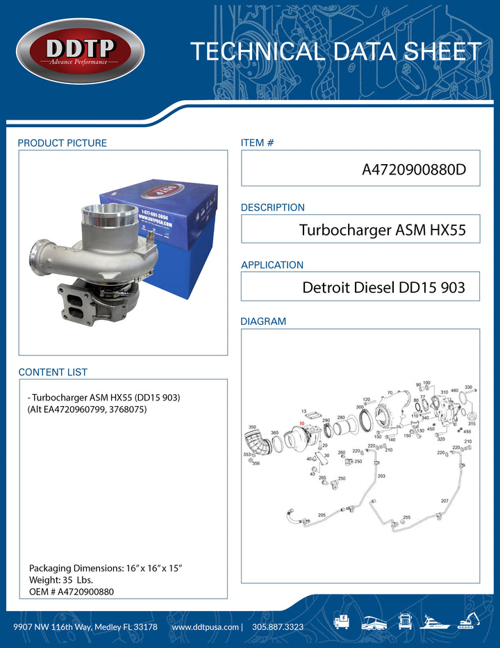 Turbocharger ASM HX55 (DD15 903)(Alt EA4720960799)