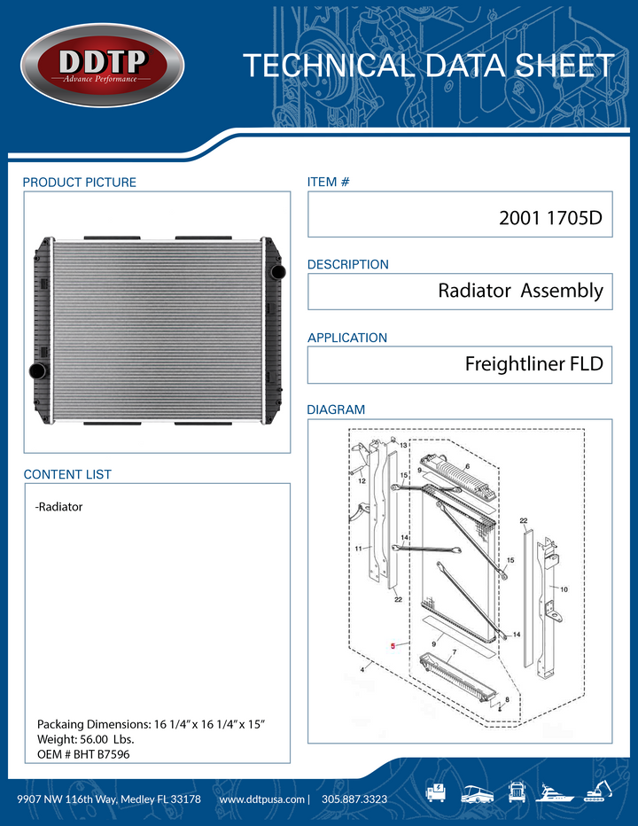 Radiador Freightliner FLD (BHT B7596)