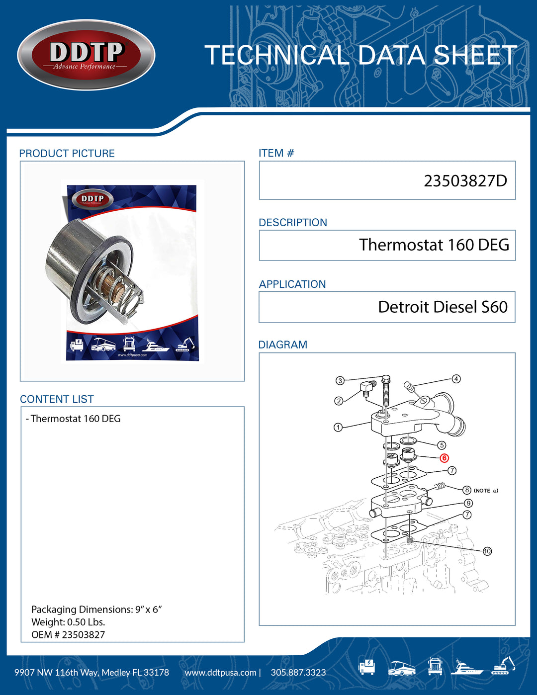 Thermostat 160 DEG Detroit Diesel S60