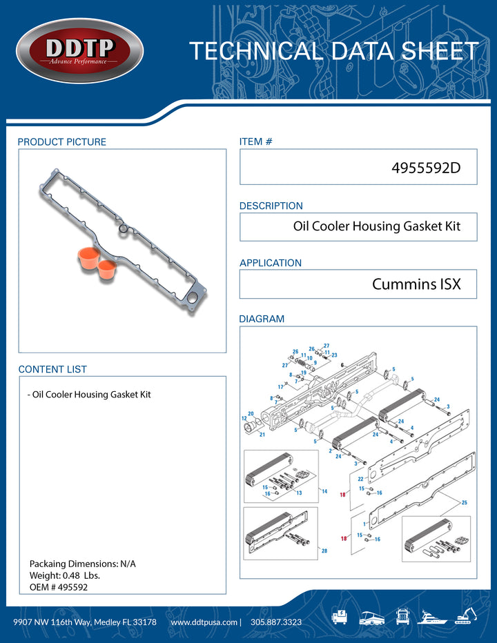 Oil Cooler Housing Gasket Kit Cummins ISX (4955592)