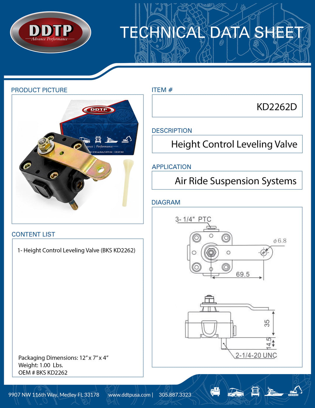 Height Control Leveling Valve (BKS KD2262)