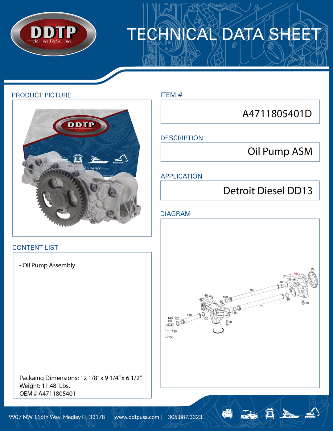 Oil Pump ASM Detroit Diesel DD13 (A4711805401)