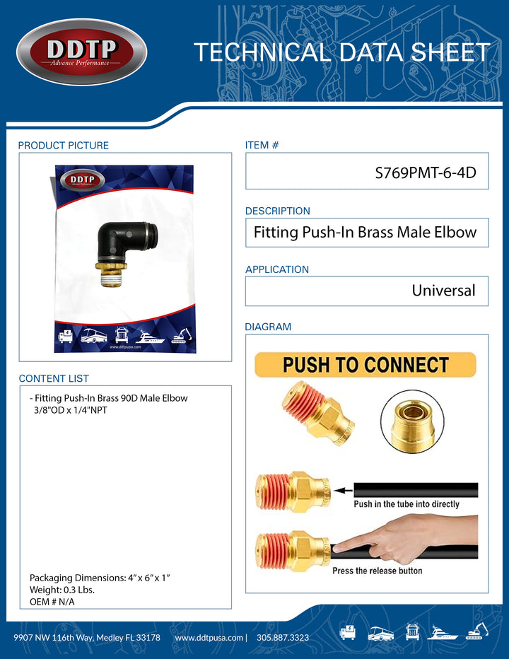 90° Composite Male Elbow 3/8” OD x 1/4" NPT