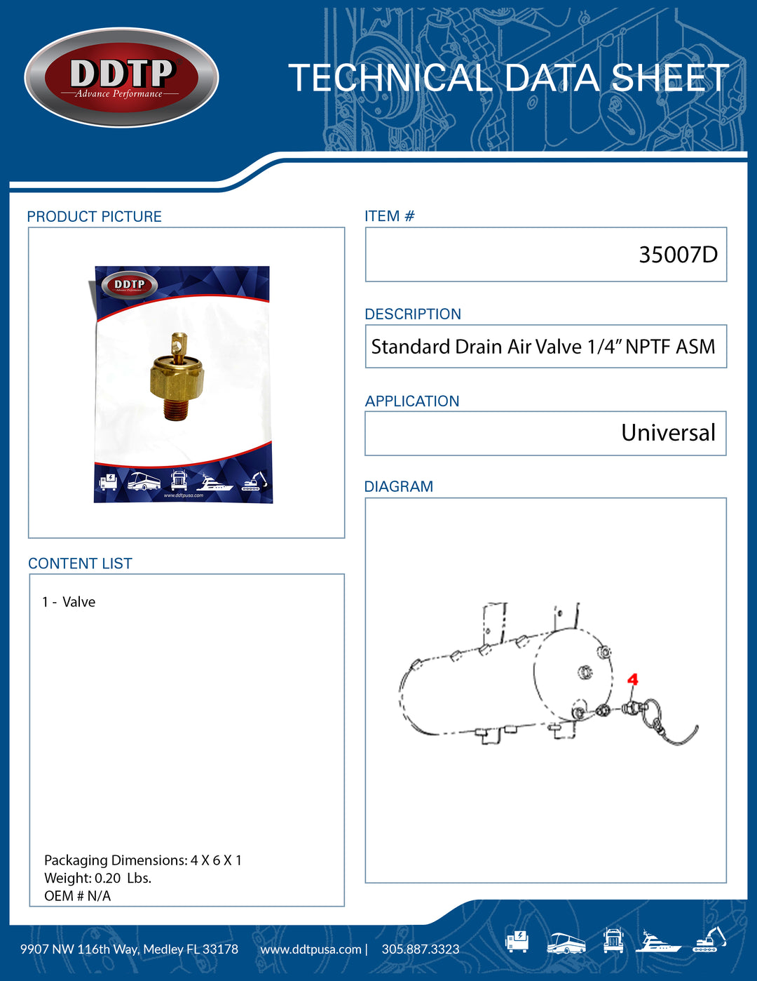 Standard Drain Air Valve 1/4" NPTF