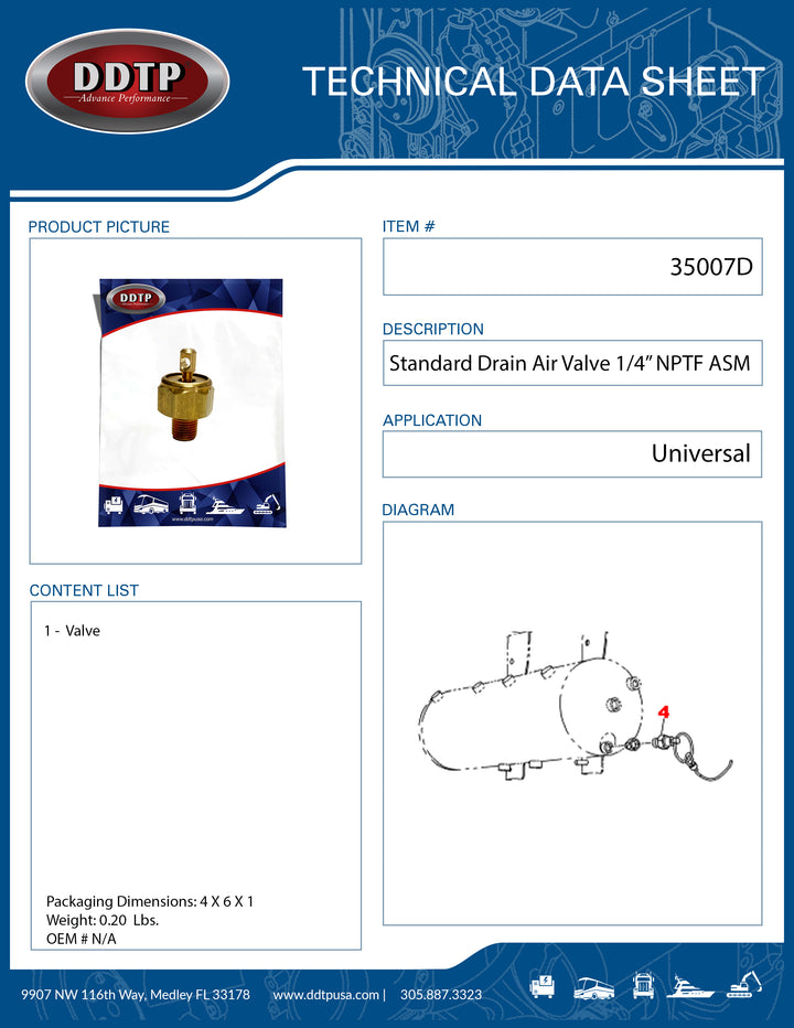 Standard Drain Air Valve 1/4" NPTF