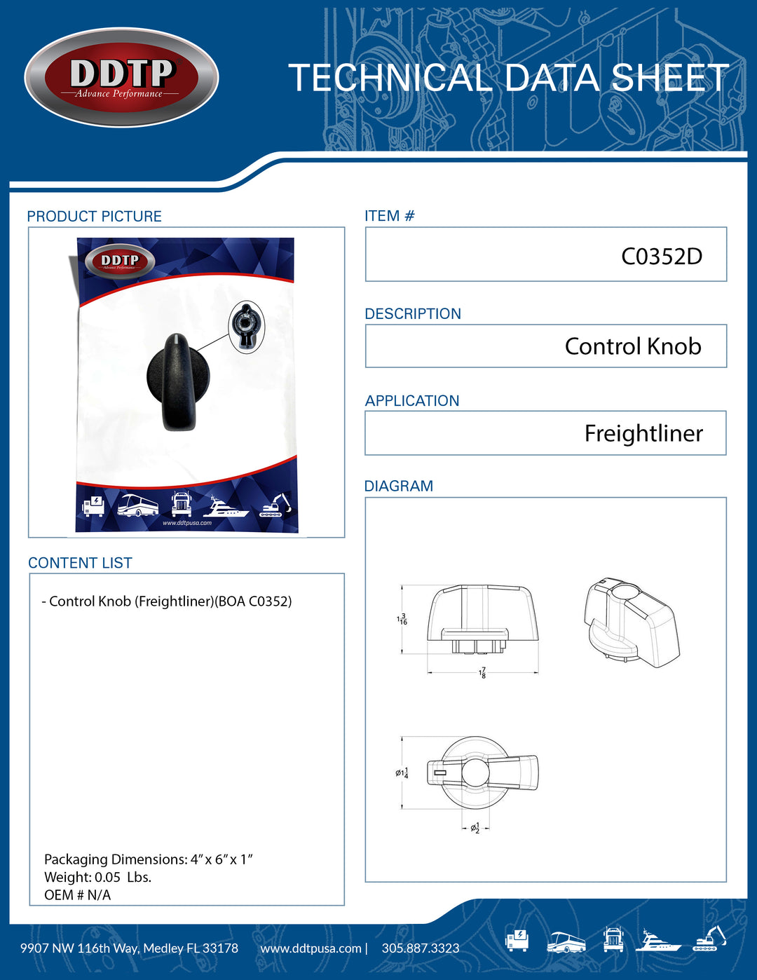 Control Knob (Freightliner)(BOA C0352)