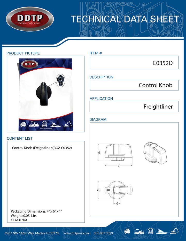 Control Knob (Freightliner)(BOA C0352)