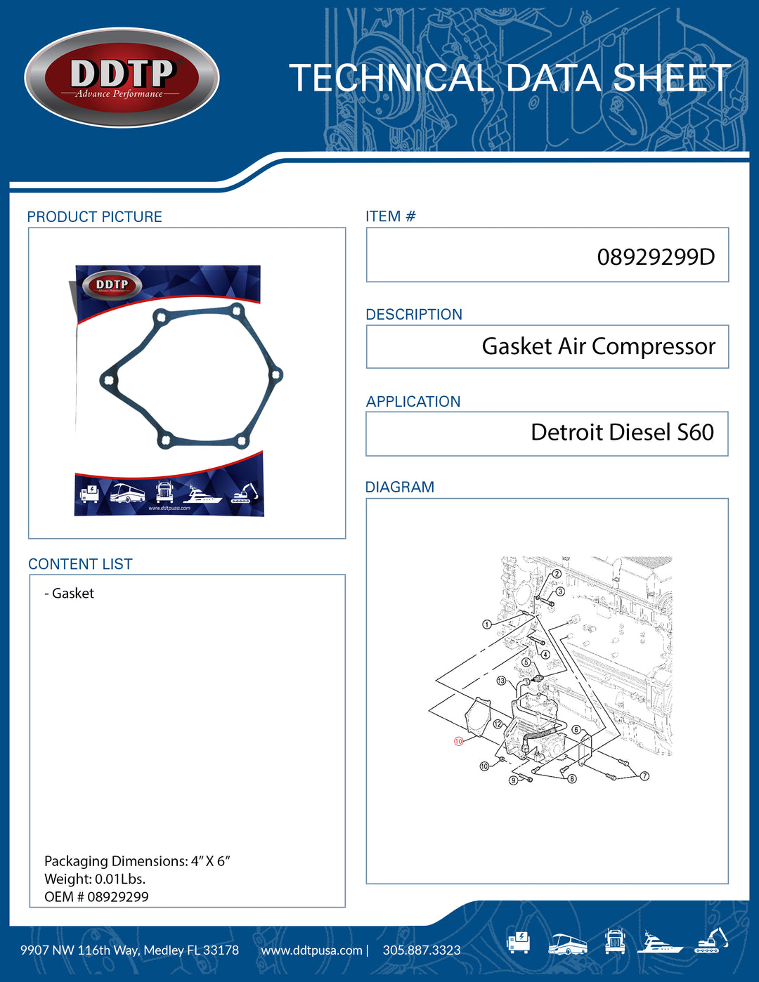 Gasket Air Compressor S60 12.7L (08929299)
