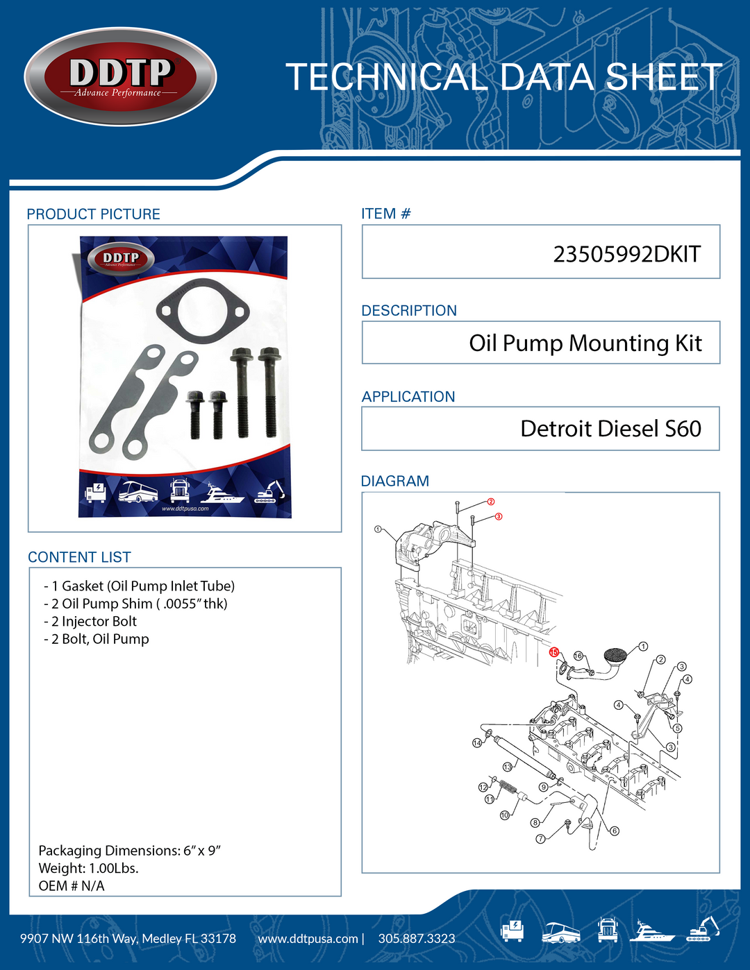 Kit de montaje de bomba de aceite S60 (23505992)
