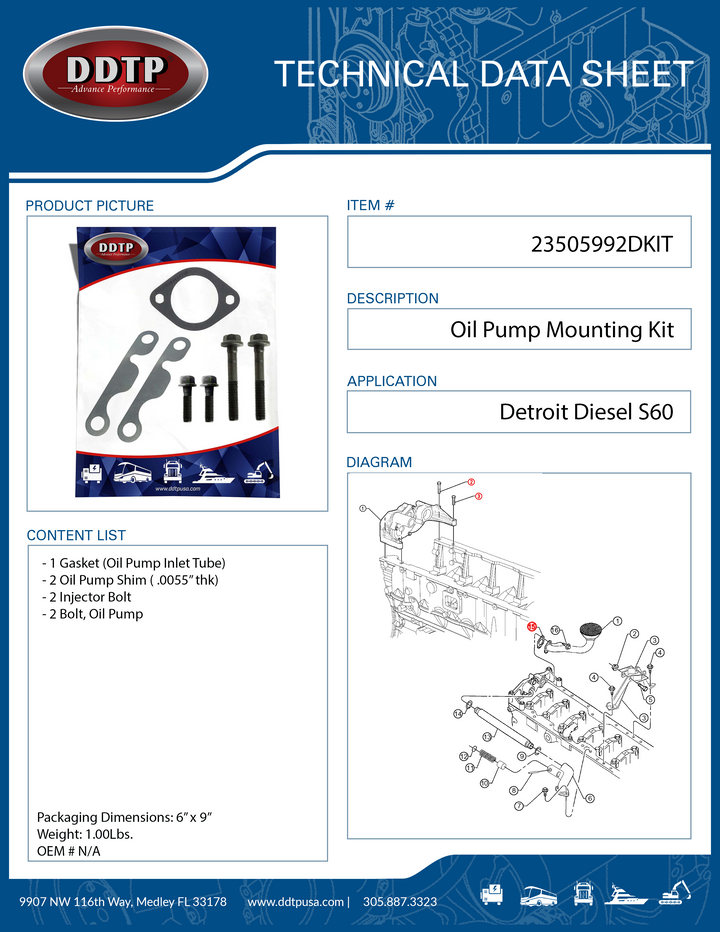 Kit de montaje de bomba de aceite S60 (23505992)