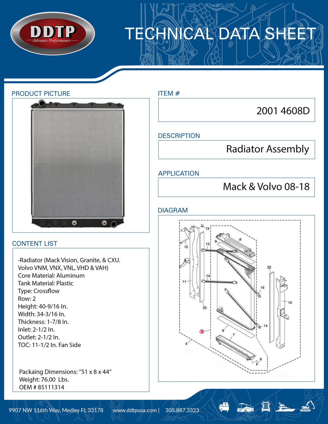 Radiator Mack, Volvo 08-18 (2MF549M, 209565521)