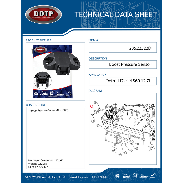 Sensor de presión de sobrealimentación S60 (sin EGR)