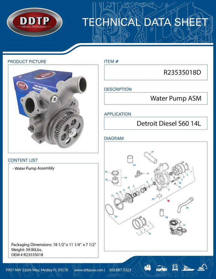 Bomba de agua ASM S60 14L (R23535018)