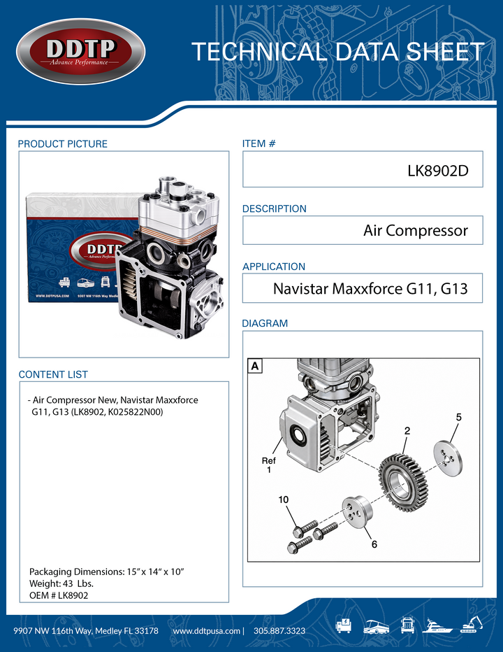 New Air Compressor, Navistar Maxxforce G11, G13
