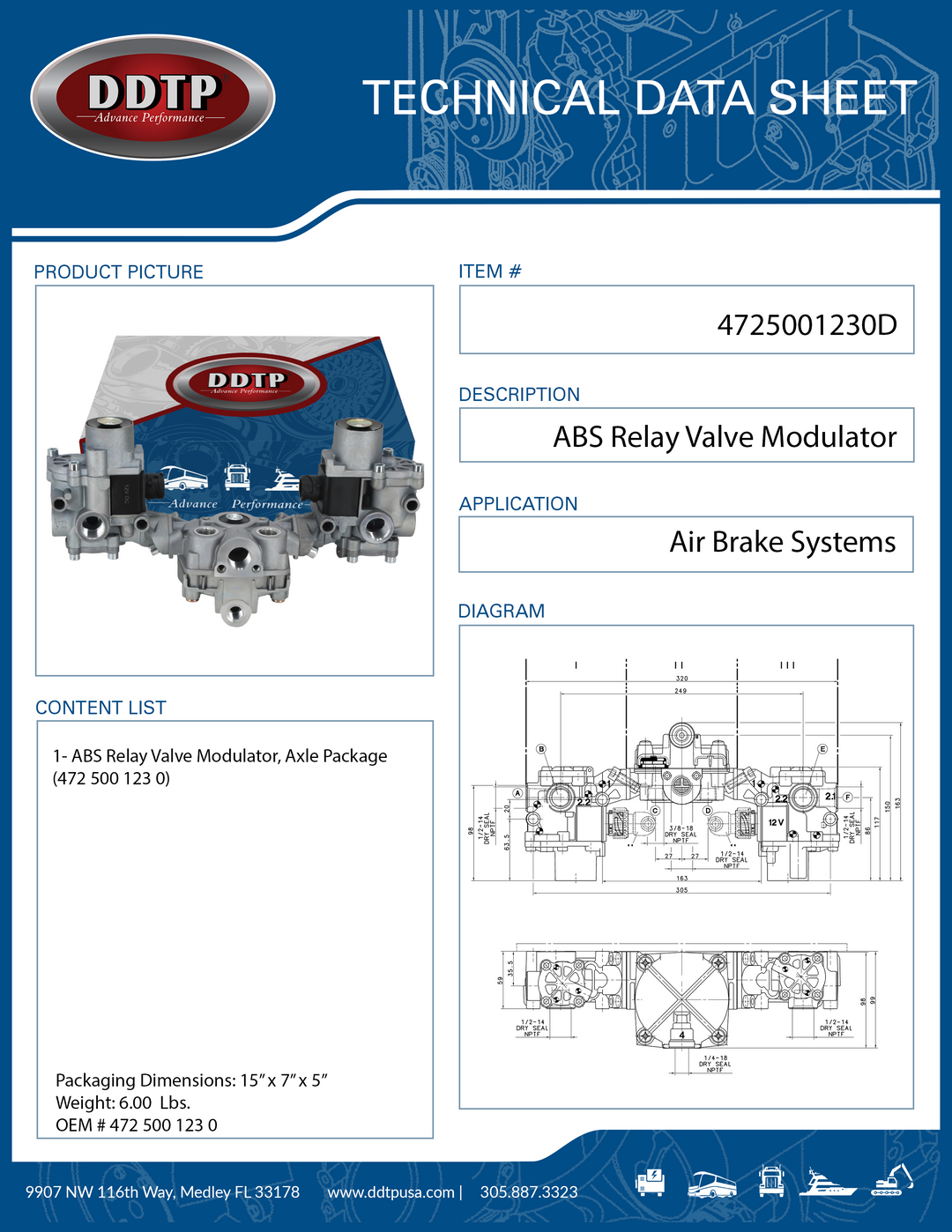 ABS Relay Valve Modulator, Axle Package (472 500 123 0)