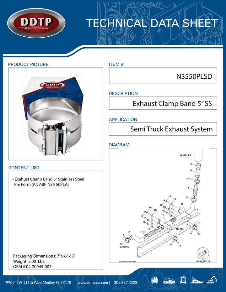 Exhaust Clamp Band 5" Stainless Steel Pre Formed