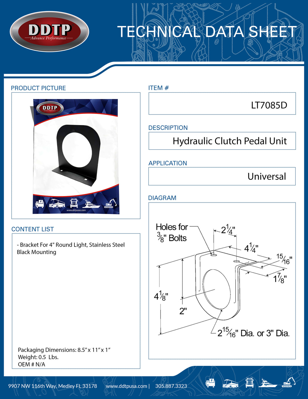 Stainless Steel Bracket For 4" Round Light (Black, Mounting)