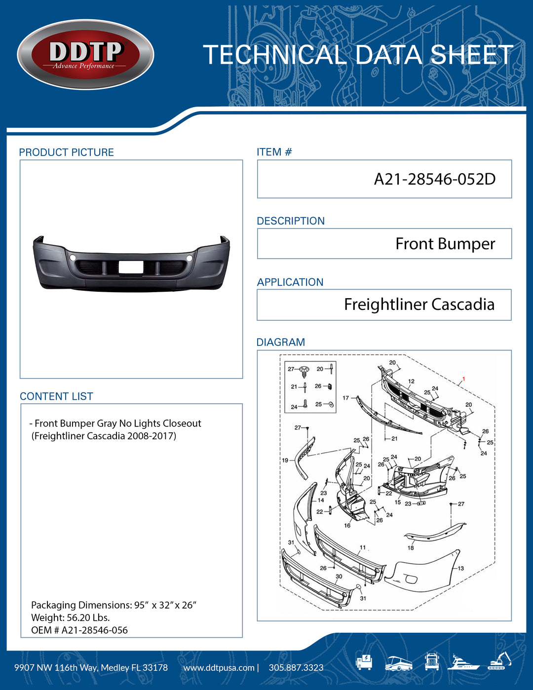 Gray Bumper No lights Closeout (Cascadia 08-17)