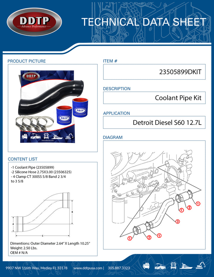 Coolant Pipe Kit S60 12.7L, 12.7L EGR, 14.0L ( 23505899 )