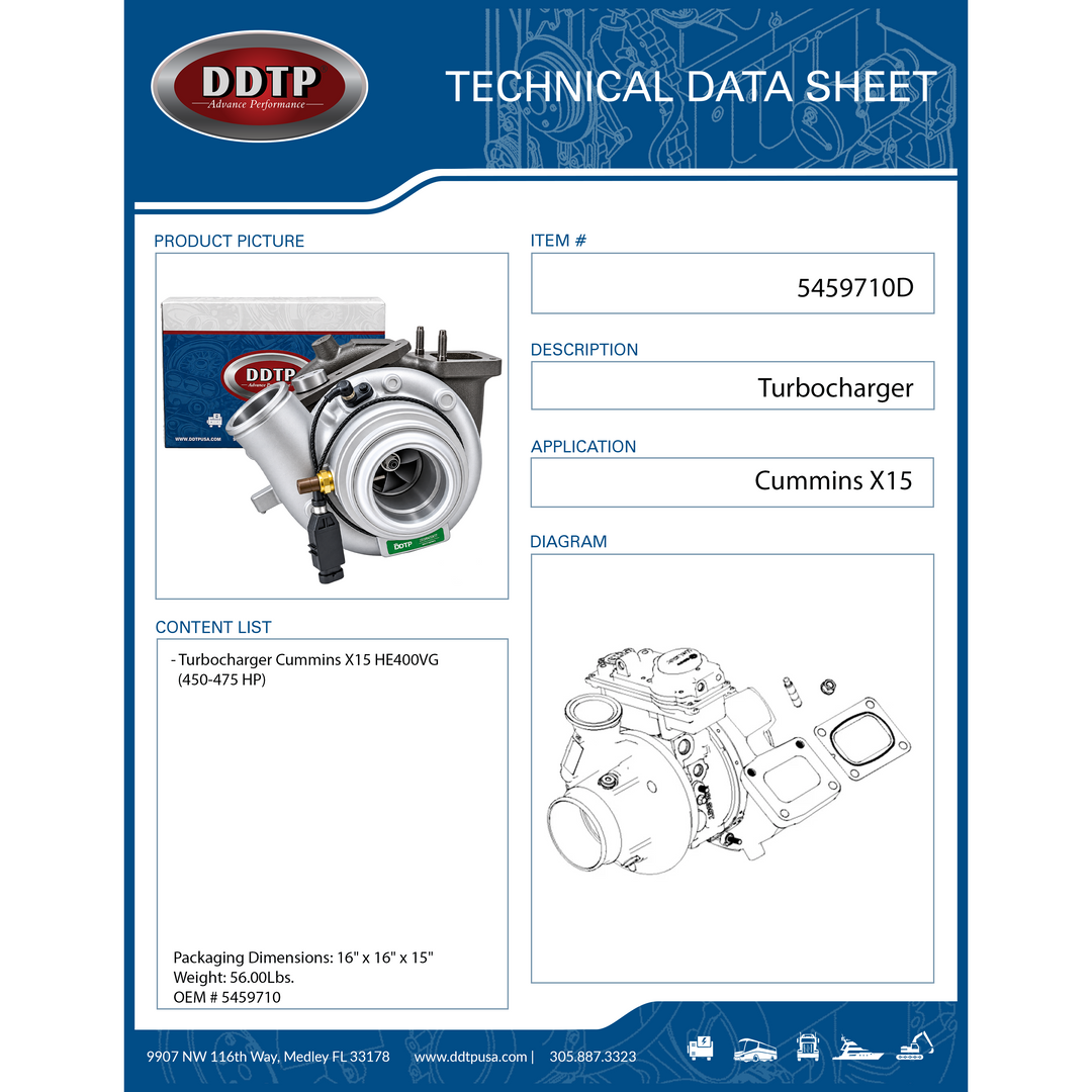 Turbocharger ASM Cummins X15 HE400VG 2017-2021 (450-475 HP)