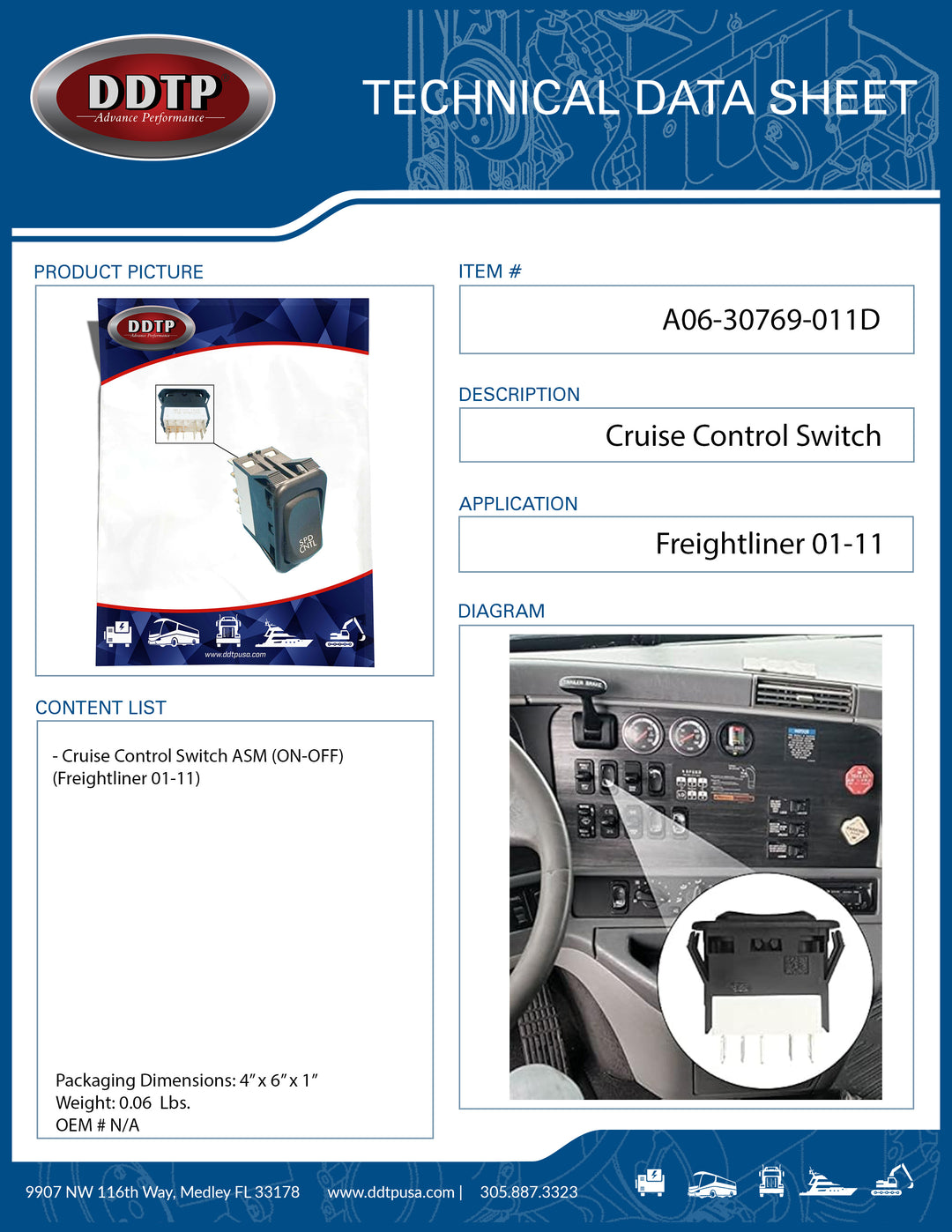 Cruise Control Switch ASM (ON-OFF)(Freightliner 01-11)