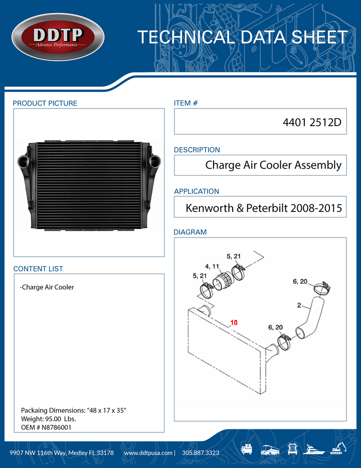 Charge Air Cooler Kenworth, Peterbilt 2008-2015