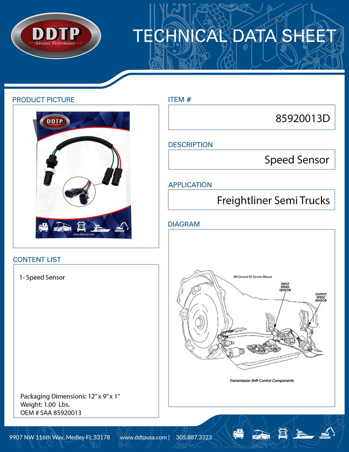 Freightliner Semi-Truck Speed Sensor
