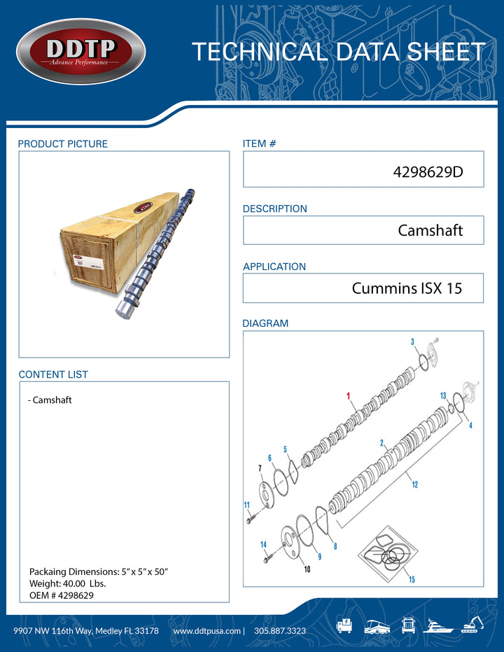 Camshaft Cummins ISX 15 (4298629)