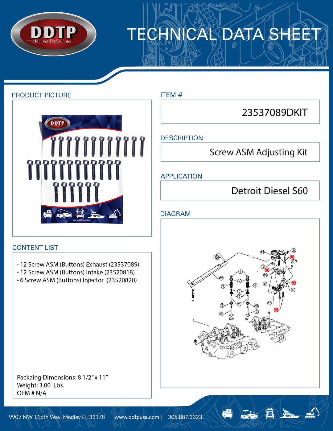Screw ASM Adjusting Kit S60 (Buttons)(12- 23537089, 12- 23520818, 6- 23520820)