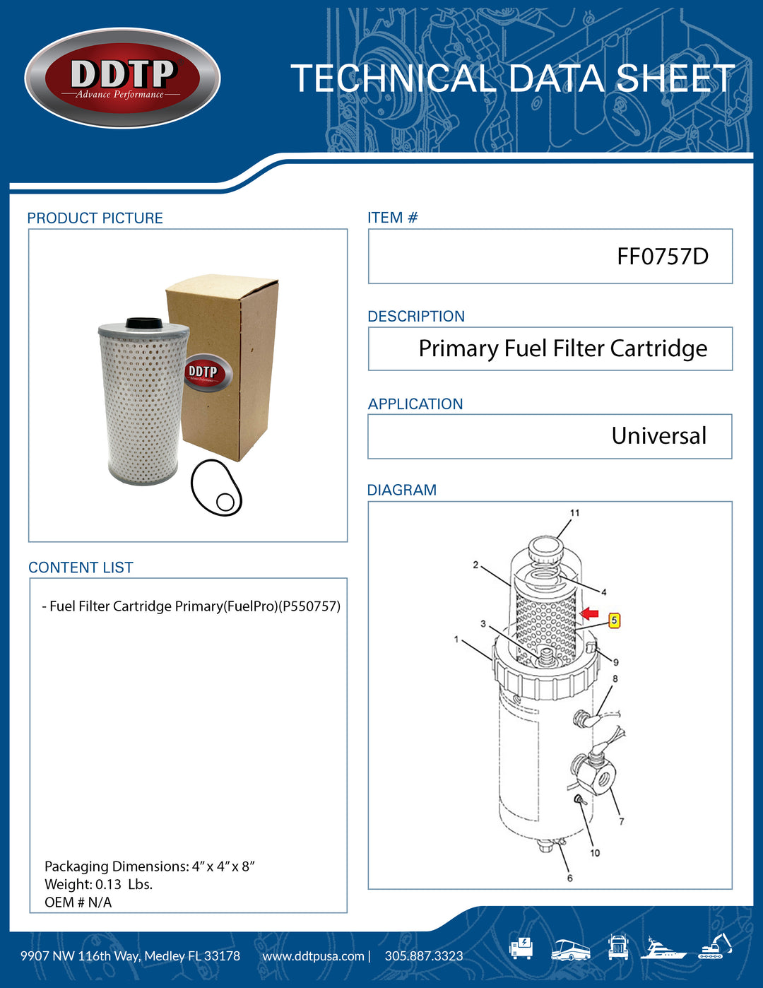 Primary Fuel Filter Cartridge (FuelPro)(P550757)