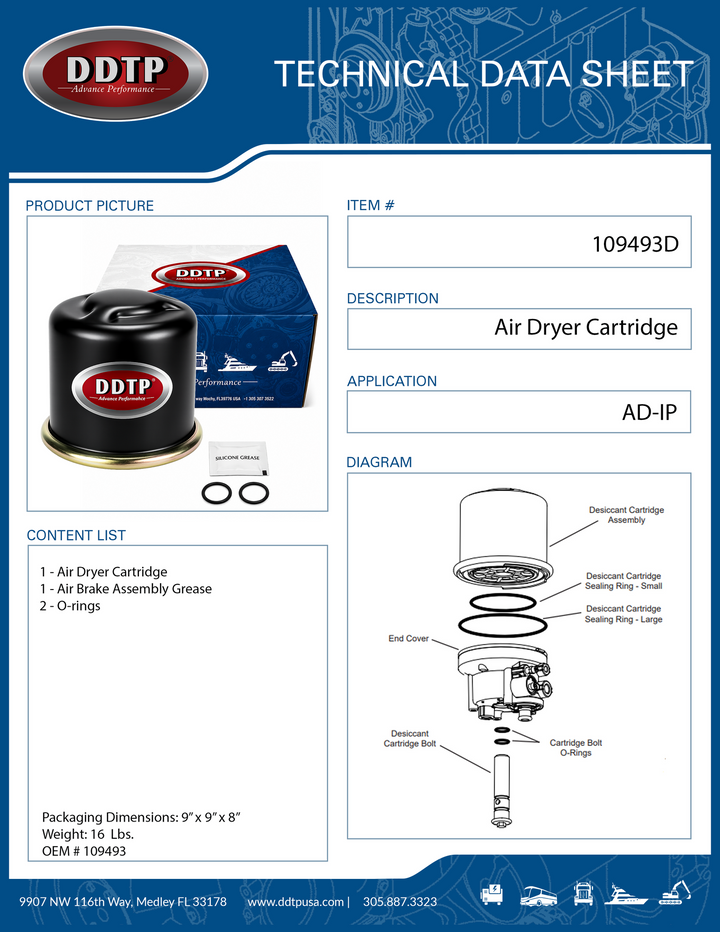 Air Dryer Desiccant Cartridge Kit AD-IP