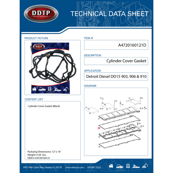 Junta de tapa de culata DD15 (903) (A4720160121)