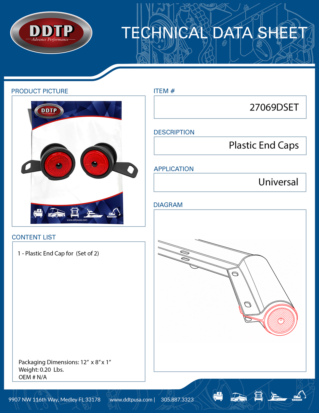 Plastic End Cap for Spring Loaded Mud Flap Braket Set of 2