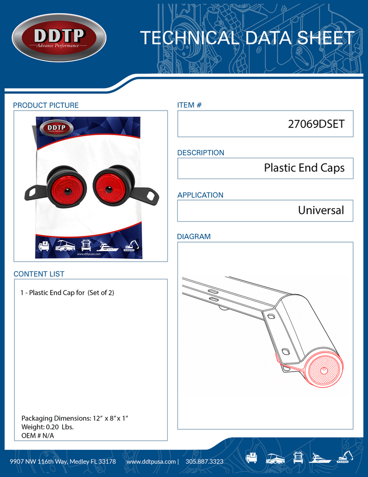 Plastic End Cap for Spring Loaded Mud Flap Braket Set of 2