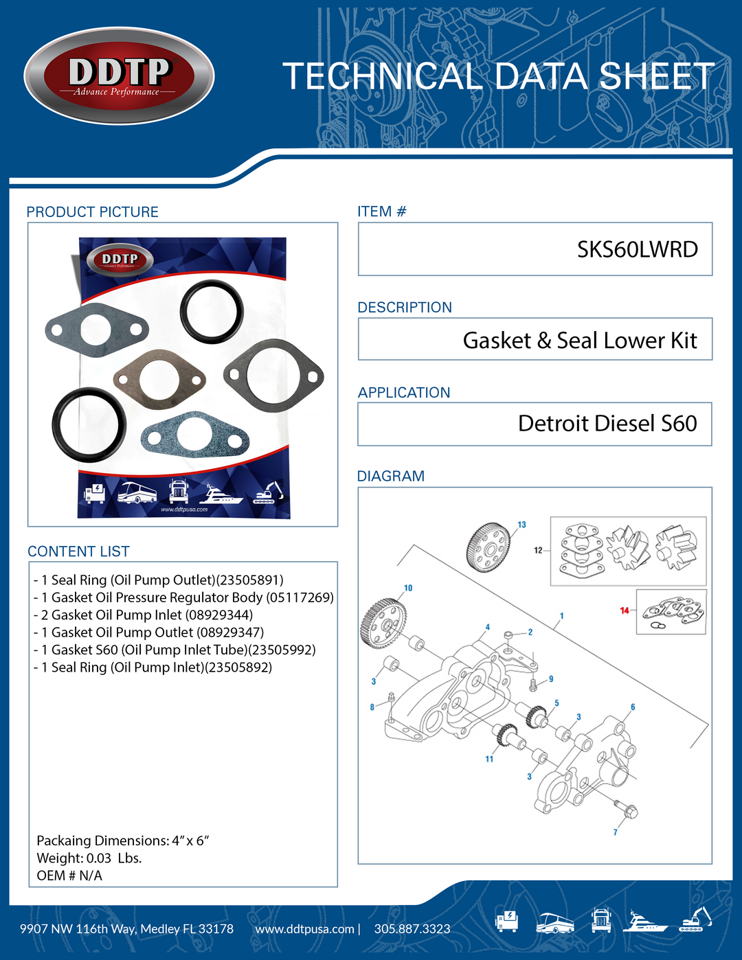 Gasket & Seal Lower Kit S60